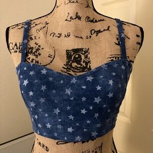 Abercrombie & Fitch Blue star Crop top bralette Tank Top cut out back M medium